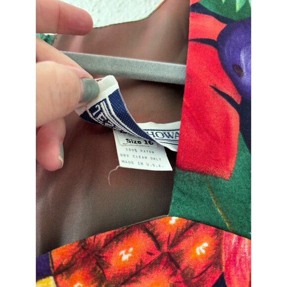 Vintage Jessica Howard Womens Tropical Fruit Print Dress Short Sleeves Mid-Lengt - Picture 13 of 13
